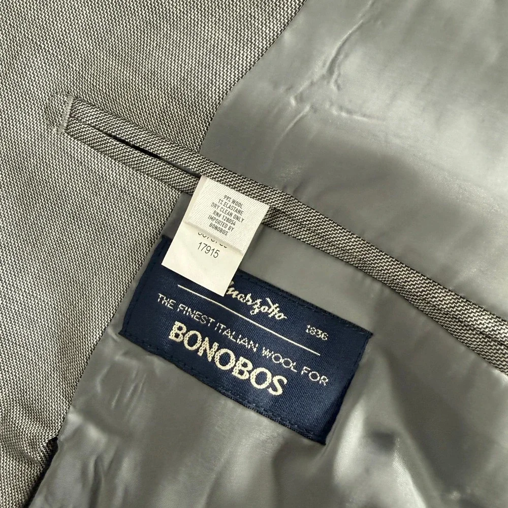 Bonobos Blazer Mens 42R Gray Slim Fit Two Button Wool Blend Sport Coat Plaid